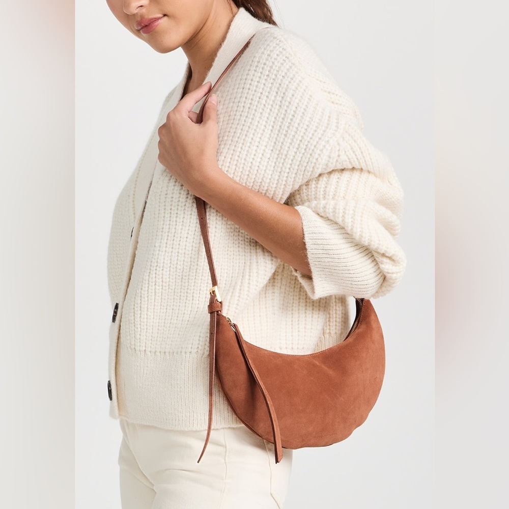 NEW Liselle Kiss Freya Brown Suede Crescent Shoulder Bag